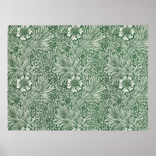 william morris marigold green floral flower poster
