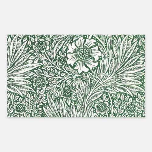 william morris marigold green floral flower rectangular sticker