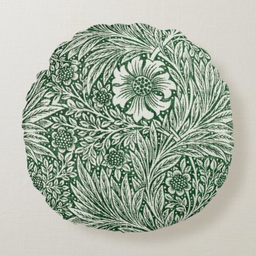 william morris marigold green floral flower round pillow