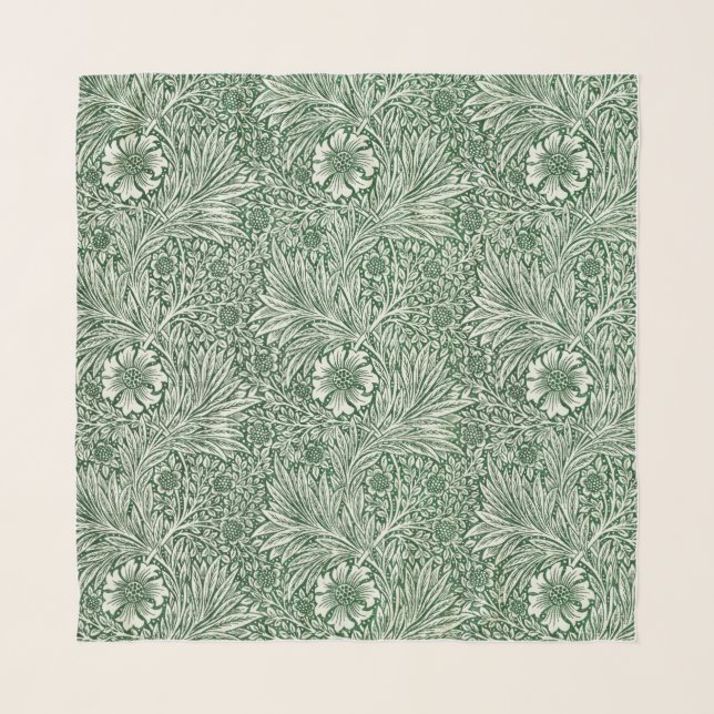 william morris marigold green floral flower scarf (Front)