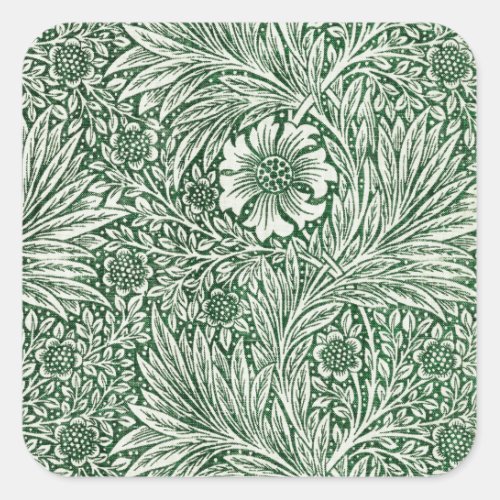 william morris marigold green floral flower square sticker