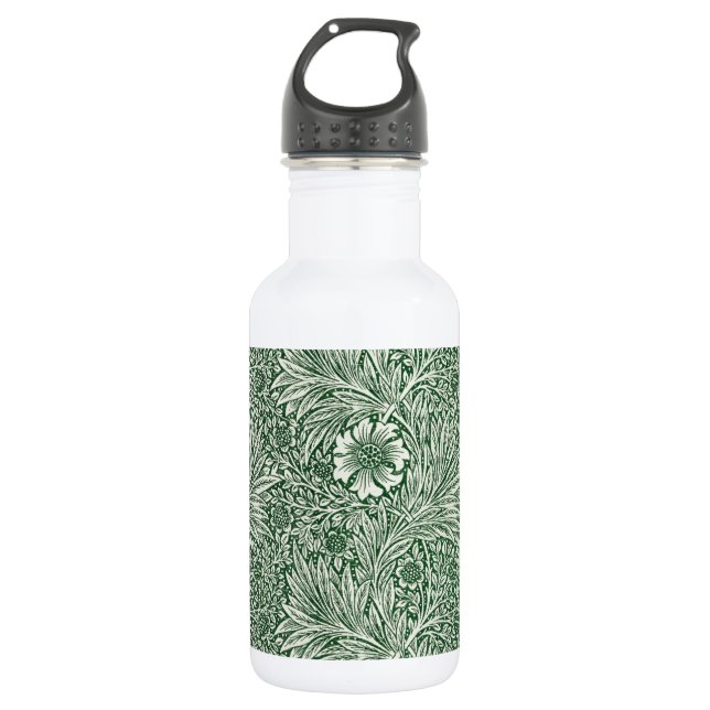 william morris marigold green floral flower stainless steel water bottle (Front)