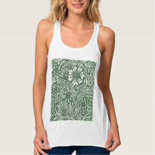 william morris marigold green floral flower tank top