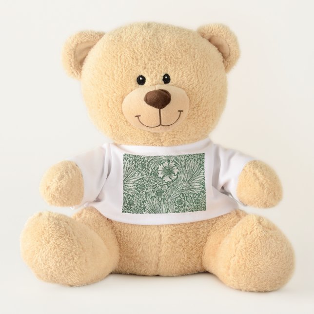william morris marigold green floral flower teddy bear (Front)