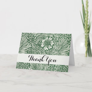 william morris marigold green floral flower thank you card