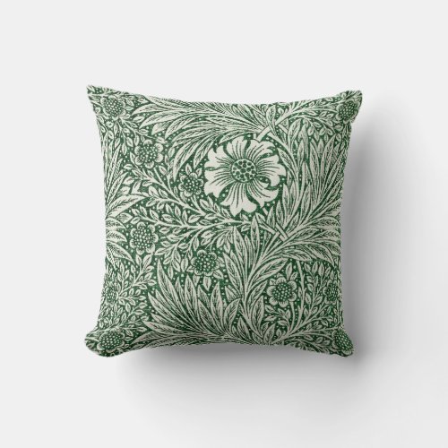 william morris marigold green floral flower throw pillow