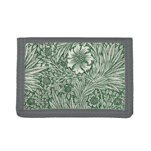 william morris marigold green floral flower tri-fold wallet