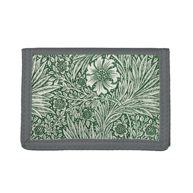 william morris marigold green floral flower trifold wallet (Front)