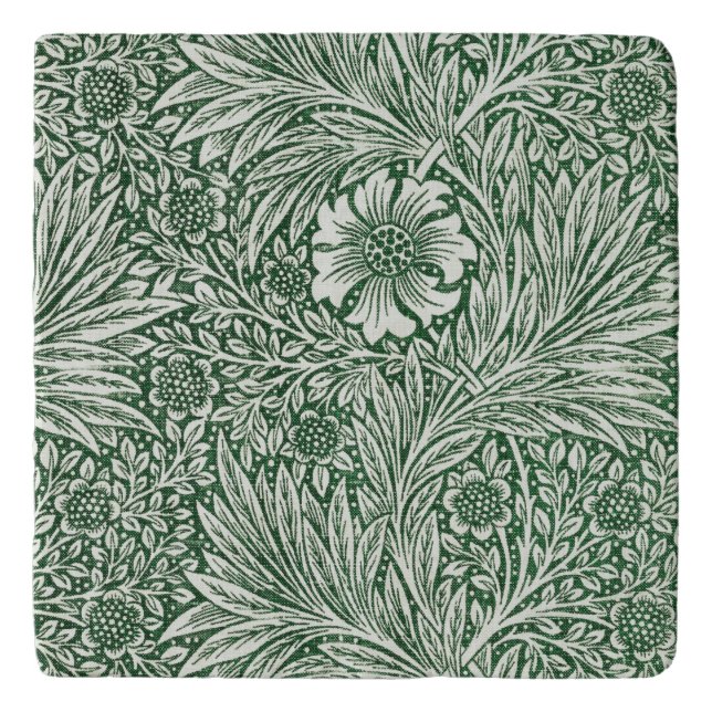william morris marigold green floral flower trivet (Front)