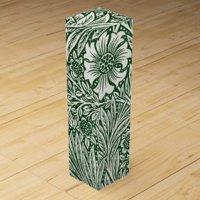 william morris marigold green floral flower wine box (Front)
