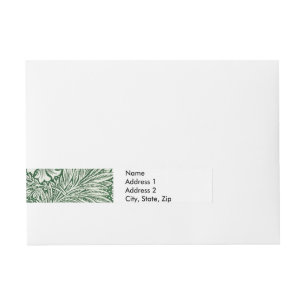 william morris marigold green floral flower wrap around address label