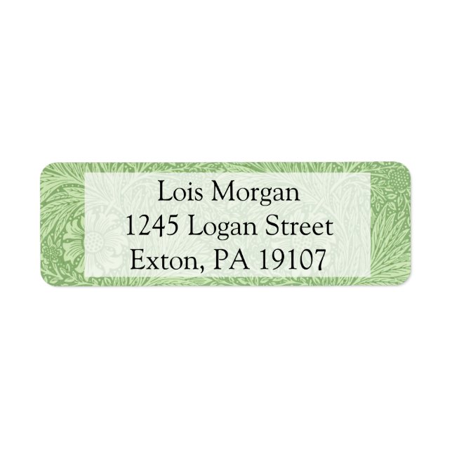 William Morris Marigold (Green) Pattern Label (Front)