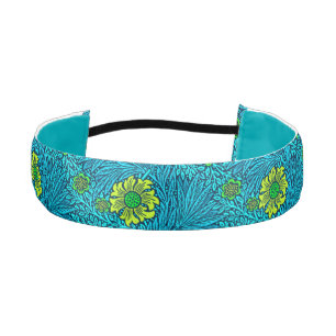 William Morris Marigold, Turquoise & Cobalt Blue Athletic Headband