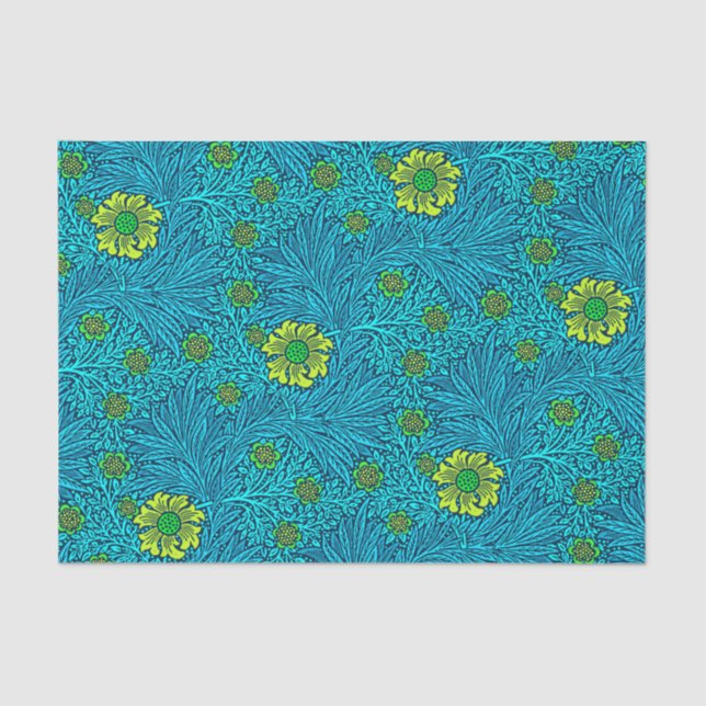 William Morris Marigold, Turquoise & Cobalt Blue Tissue Paper (Front)