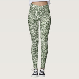William Morris Marigold Vintage Green Floral Leggings