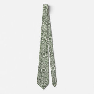 William Morris Marigold Vintage Green Floral Neck Tie