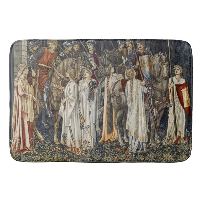William Morris Medieval Knights Tapestry Design Bath Mat (Front)