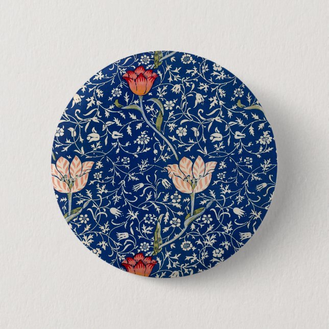 William Morris Medway Blue Floral  Button (Front)
