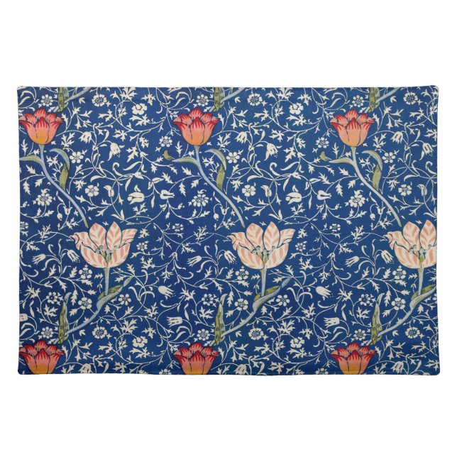 William Morris Medway Blue Floral  Cloth Placemat (Front)