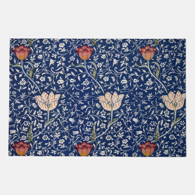 William Morris Medway Blue Floral Doormat (Front)