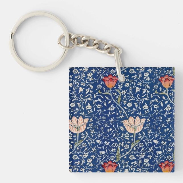 William Morris Medway Blue Floral  Keychain (Front)