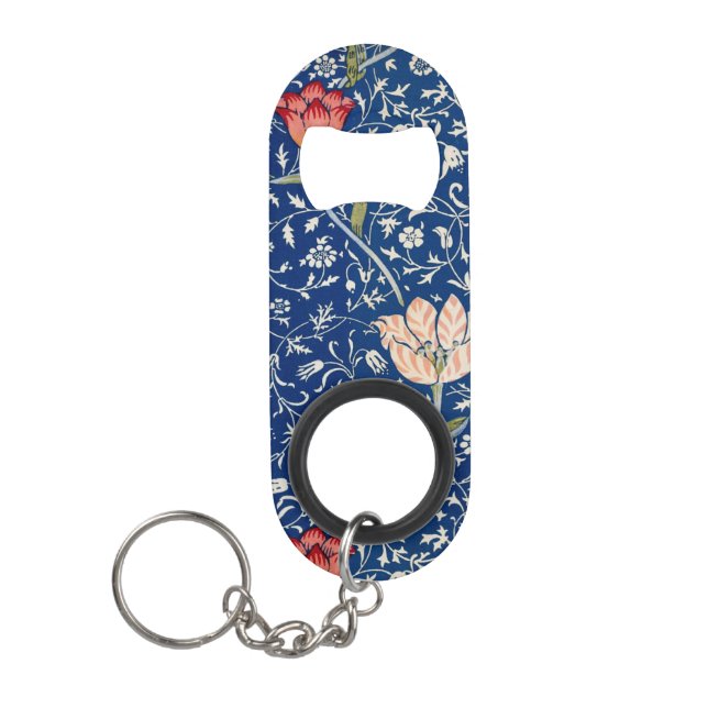 William Morris Medway Blue Floral  Keychain Bottle Opener (Front)