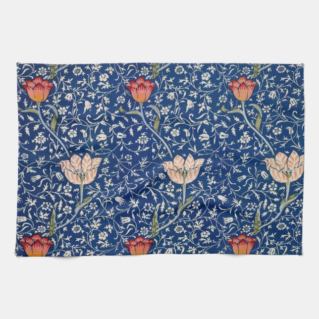 William Morris Medway Blue Floral  Kitchen Towel (Horizontal)