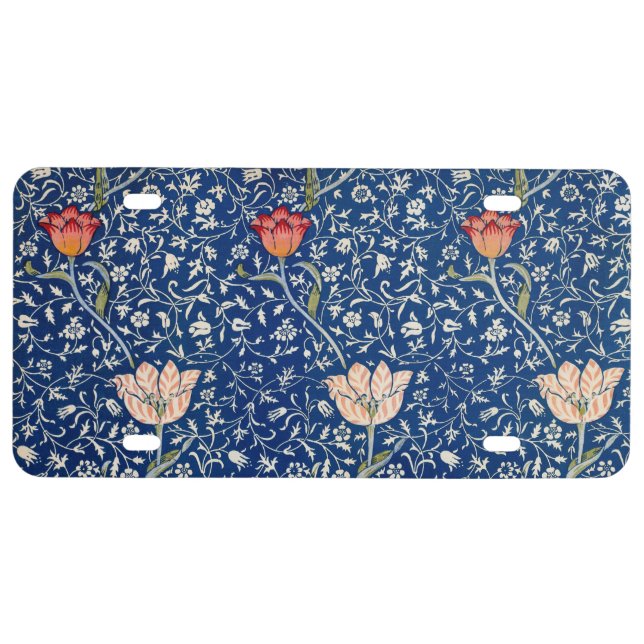 William Morris Medway Blue Floral  License Plate (Front)