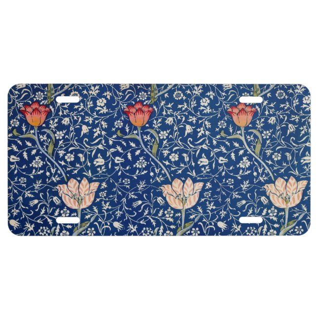 William Morris Medway Blue Floral  License Plate (Front)