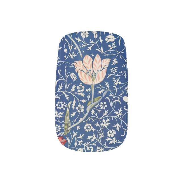 William Morris Medway Blue Floral  Minx Nail Art (Left Thumb)