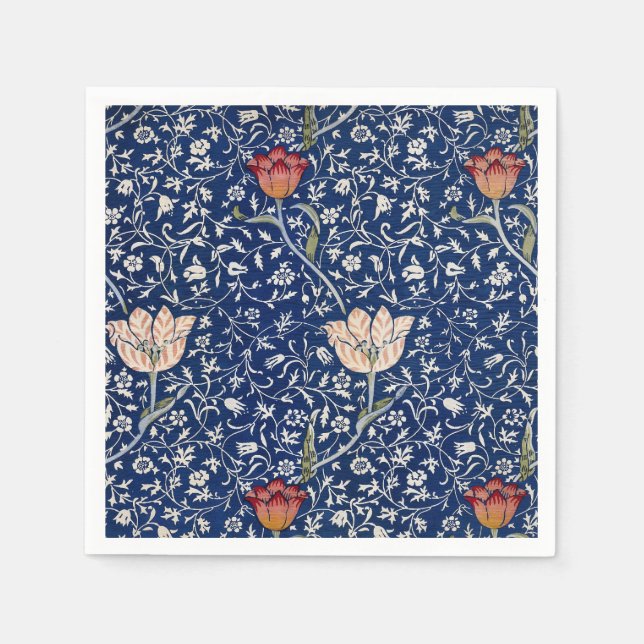 William Morris Medway Blue Floral Napkins (Front)