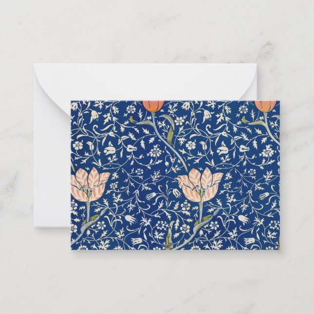 William Morris Medway Blue Floral  Note Card (Front)