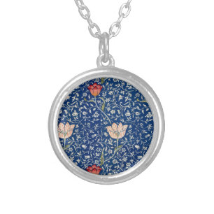 William Morris Medway Blue Floral  Silver Plated Necklace
