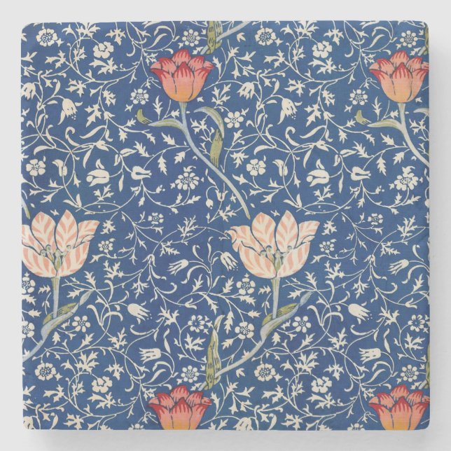 William Morris Medway Blue Floral  Stone Coaster (Front)