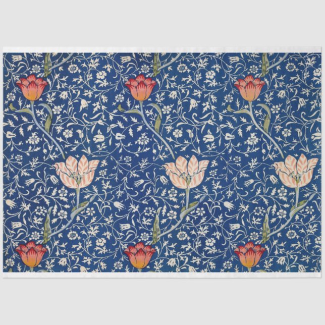 William Morris Medway Blue Floral  Tissue Paper (Front)