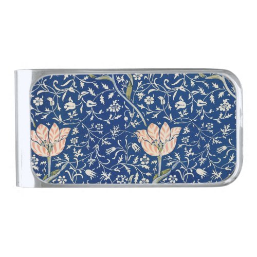 William Morris Medway Blue Flower Classic Silver Finish Money Clip