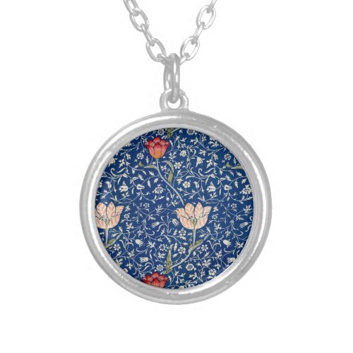 William Morris Medway Blue Flower Classic Silver Plated Necklace