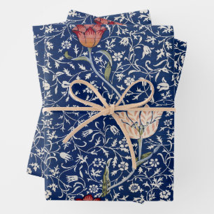 William Morris Medway Blue Tulip Floral Art Wrapping Paper Sheets
