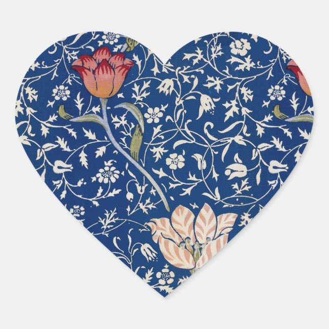 William Morris Medway Pattern Heart Sticker (Front)