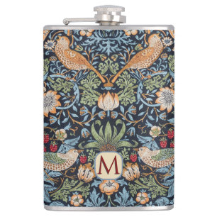William Morris Monogram Strawberry Thief  Flask