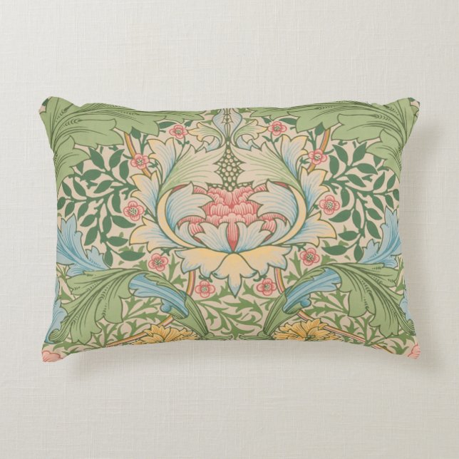 William Morris Myrtle Flower Floral Botanical Accent Pillow (Front)