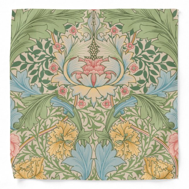William Morris Myrtle Flower Floral Botanical Bandana (Front)