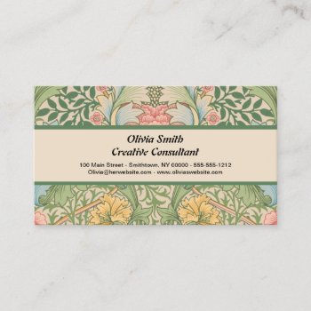 William Morris Myrtle Flower Floral Botanical Business Card by vintagechicdesign at Zazzle