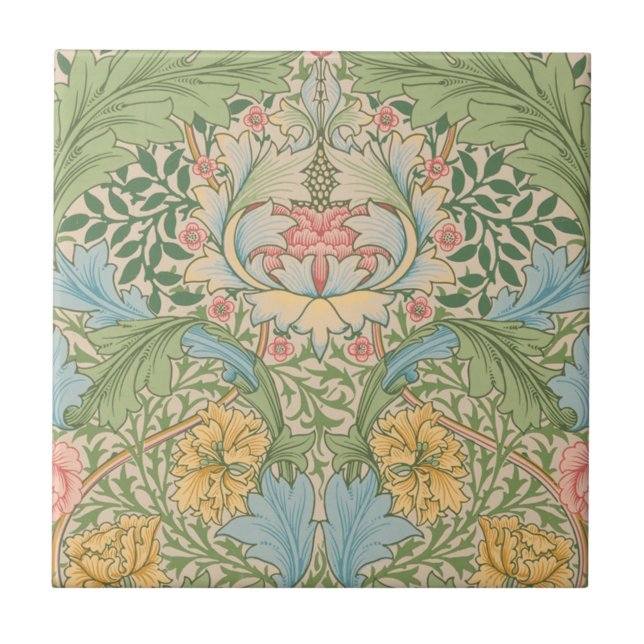 William Morris Myrtle Flower Floral Botanical Ceramic Tile (Front)