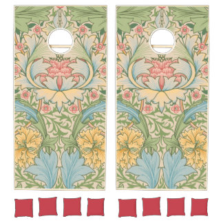 William Morris Myrtle Flower Floral Botanical Cornhole Set