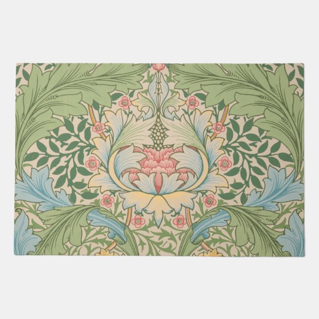 William Morris Myrtle Flower Floral Botanical Doormat (Front)