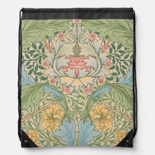 William Morris Myrtle Flower Floral Botanical Drawstring Bag