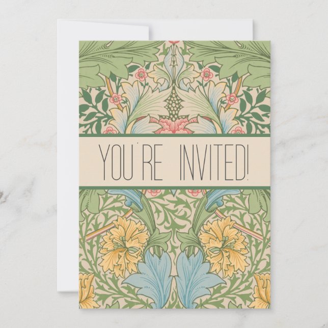 William Morris Myrtle Flower Floral Botanical Invitation (Front)