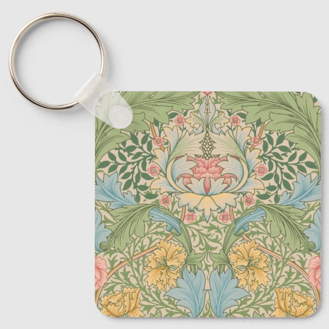 William Morris Myrtle Flower Floral Botanical Keychain (Front)