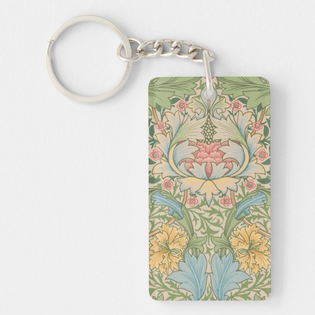 William Morris Myrtle Flower Floral Botanical Keychain (Front)